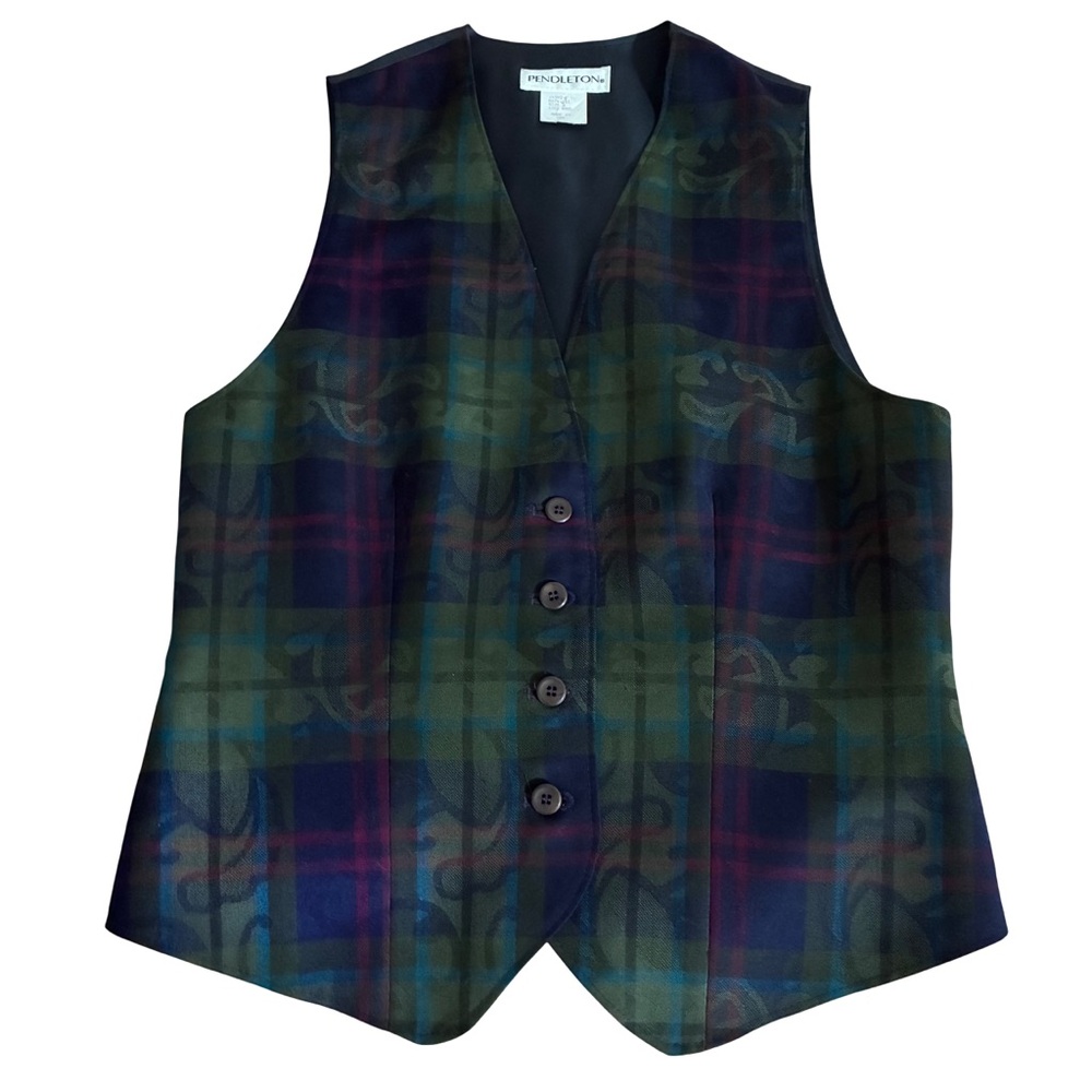 Vintage Pendleton 100% Wool Plaid & Paisley Women’s Vest Size 6 Made In USA